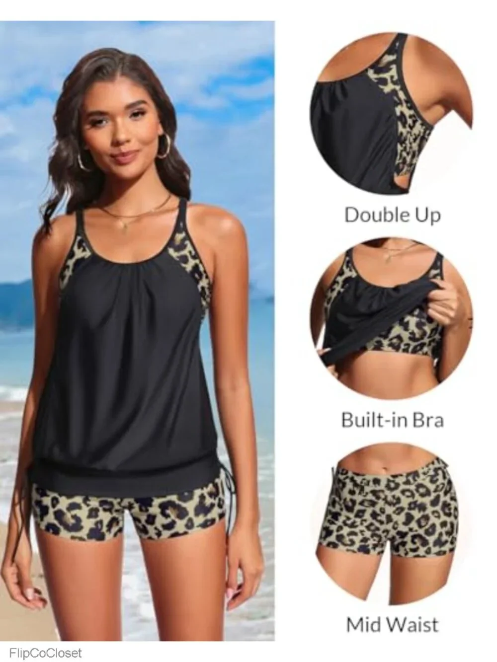 Tankini Swimsuits for Women with Shorts Tummy Control 2 Piece Bathing Suit